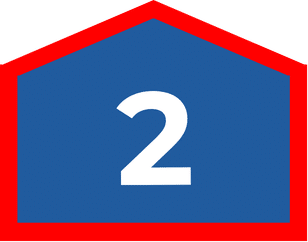 The number 2 inside a blue pentagon with a red border, used for HVAC financing in Palmyra.